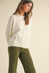 Brielle Crew Neck Sweater in Cream