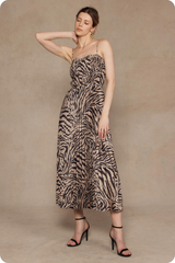 Romilly Pleated Animal Print Maxi Dress