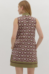 Eloise Geo Print Mini Dress in Brown