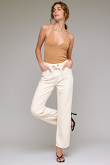 Simone Tie Waist Straight Wide Leg Ankle Jean