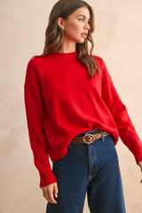 Brielle Crew Neck Sweater in Red