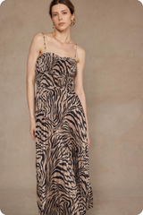 Romilly Pleated Animal Print Maxi Dress