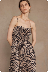 Romilly Pleated Animal Print Maxi Dress