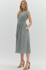 Elizabeth Gingham Zip Front Midi Dress