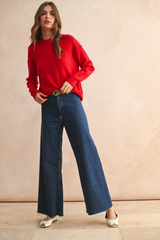 Brielle Crew Neck Sweater in Red