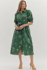 Caroline Floral Tie Waist Midi Dress