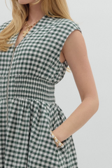 Elizabeth Gingham Zip Front Midi Dress