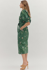 Caroline Floral Tie Waist Midi Dress