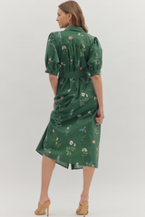 Caroline Floral Tie Waist Midi Dress