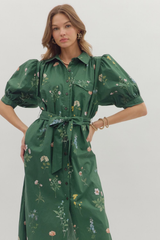 Caroline Floral Tie Waist Midi Dress