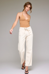 Simone Tie Waist Straight Wide Leg Ankle Jean