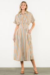 Florence Stripe Short Sleeve Midi Dress