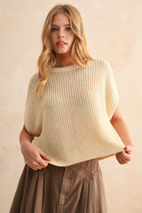 Maggie Cap Sleeve Sweater in Cream