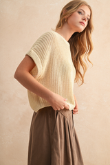 Maggie Cap Sleeve Sweater in Cream