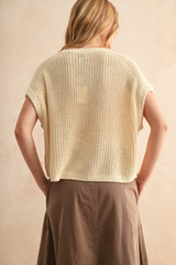 Maggie Cap Sleeve Sweater in Cream