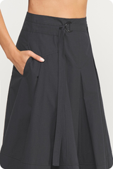 Liana Belted Midi Skirt in Black