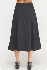 Liana Belted Midi Skirt in Black