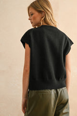 Campbell short sleeve sweater in black