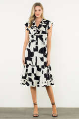 Dorothy Geo Print Flutter Sleeve Dress
