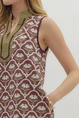 Eloise Geo Print Mini Dress in Brown