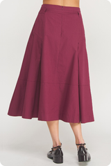 Liana Belted Midi Skirt in Dark Cherry