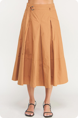 Liana Belted Midi Skirt in Mocha