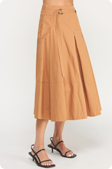 Liana Belted Midi Skirt in Mocha