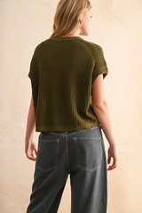 Maggie Cap Sleeve Sweater in Olive