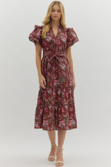 Madeleine Floral Tie Sash Midi Dress