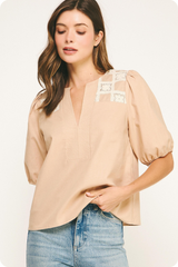 Marceline Crochet Trim Top