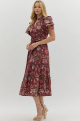 Madeleine Floral Tie Sash Midi Dress
