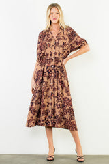 Lucy midi dress in brown