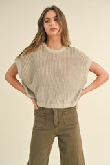 Maggie Cap Sleeve Sweater in Stone