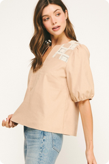 Marceline Crochet Trim Top