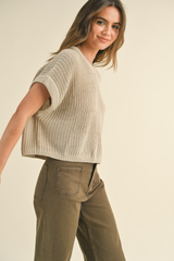Maggie Cap Sleeve Sweater in Stone