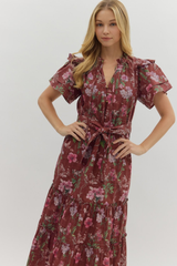Madeleine Floral Tie Sash Midi Dress