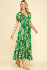 Daphne Printed Midi Dress in Green