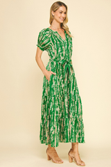 Daphne Printed Midi Dress in Green