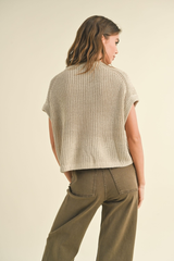 Maggie Cap Sleeve Sweater in Stone