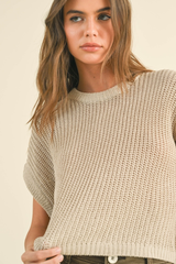 Maggie Cap Sleeve Sweater in Stone