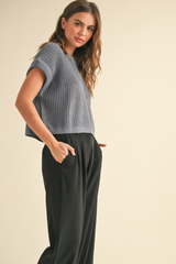 Maggie Cap Sleeve Sweater in Denim Blue