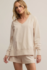 Modern V Neck Weekender in Oatmeal Heater by Z Supply