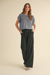 Maggie Cap Sleeve Sweater in Denim Blue