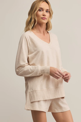 Modern V Neck Weekender in Oatmeal Heater by Z Supply