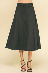 Violet Poplin Midi Skirt in Black