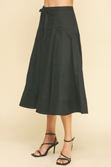 Violet Poplin Midi Skirt in Black