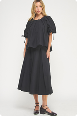 Liana Tie Sleeve Top in Black