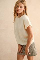 Campbell short sleeve sweater in cream