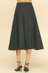Violet Poplin Midi Skirt in Black