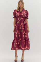 Felicity Floral Puff Sleeve Midi Dress